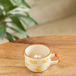 ExclusiveLane White & Yellow Printed Ceramic Glossy Cup 200ml-picture-42