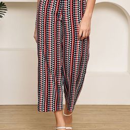Aarsha Women Geometric Printed Wide Leg Trousers-image-48