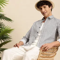 Mast & Harbour Pure Cotton Opaque Striped Casual Shirt-picture-12