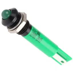 RS PRO Green Panel Mount Indicator 12V DC, Mounting Hole Size 8 mm, Termination Type Solder Tab, Model No 211392-11