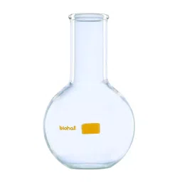 Biohall 20000 ml Clear Borosilicate Glass 3.3 Narrow Mouth Flat Bottom Flask, BLS.FB030-19