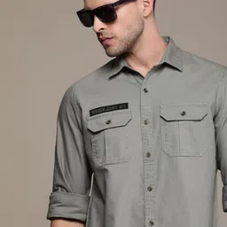 WROGN Pure Cotton Slim Fit Casual Shirt-picture-4