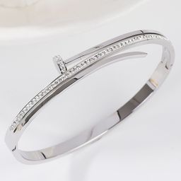 GOLDIWALA Silver-Plated Artificial Stones Studded Bangle-Style Bracelet-14