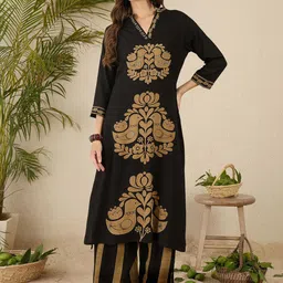 Indo era Printed A-Line Tunic & Trousers Co-Ord Set-picture-17