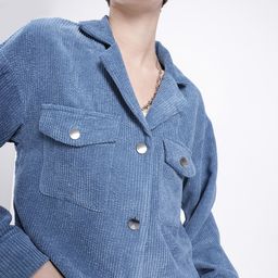 French Connection Notched Lapel Collar Drop Shoulder Corduroy Shacket image 2