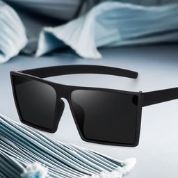 LEGEND EYEWEAR Unisex Black Lens & Black Shield Sunglasses with-52