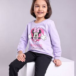 Babyhug Cotton Knit Full Sleeves Mini Mouse Printed Sweatshirt - Purple-image-81