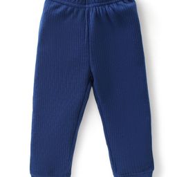 Babyoye Cotton Knit Full Length Rib Solid Thermal Pajama - Navy Blue-image-121