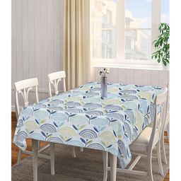 Arrabi Blue Leaf Cotton Blend 6 SEATER Table Cover ARTC-1405-Blue-image-98