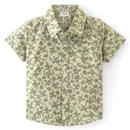 Babyhug Cotton Woven Half Sleeves Regular Collar Shirt Leaf Print - Green-image-46