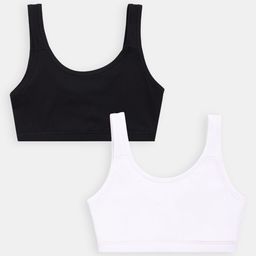 Sillysally Pack of 2 Sleeveless Solid Non Padded & Non Wired Active Bras -   White &  Black-image-39