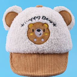 Babyhug Woollen Cap with Bear Embroidery- Brown-picture-17