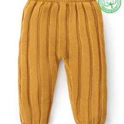 Babyhug Knit Full Length Fleece & Woollen Pant Solid Colour - Mustard-image-92