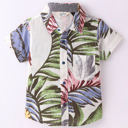 INFINITY Half Sleeves Leaves Printed Shirt - Multi Color-image-102