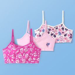 Pine Kids Cotton Sleeveless Bralettes With Floral Print Pack of 3 (Colour May Vary)-image-53