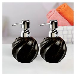 Kookee Ceramic Soap Dispenser liquid handwash pump for Bathroom, Set of 2, Black (11002)-250 ml-image-13