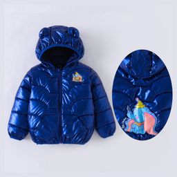 Kookie Kids Full Sleeves Padded Hooded Jacket with Elephant Patch Detailing - Navy Blue-image-72