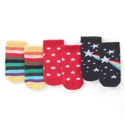 Cute Walk by Babyhug Anti-Bacterial Ankle Length Striped & Star Designed Socks Pack of 3 - Yellow Red & Black-picture-10