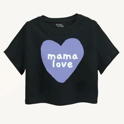 Guugly Wuugly Pure Cotton Half Sleeves Skin Friendly Mama Love Text Printed Tee - Black-image-75