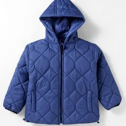 Little Kangaroos Knit Full Sleeves Hooded Quilted Jacket - Royal Blue-picture-47