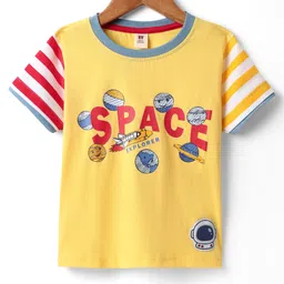 ToffyHouse Single Jersey Knit Half Sleeves T-Shirt With Space Theme Print - Yellow-picture-34