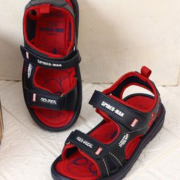 Kidsville Marvel Avengers Featuring Spiderman Text Printed Sandals - Navy Blue-image-82