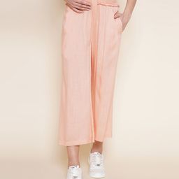 Mine4Nine Rayon Woven Solid Maternity Trouser - Peach-image-58