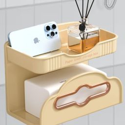 FunBlast Multipurpose Tissue Holder Box with Rack for Washroom Pack of 1 Beige-image-55