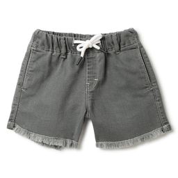 Tales & Stories Denim Woven Solid Frayed Shorts - Grey-picture-15