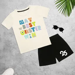YK Disney Boys Printed Round Neck Pure Cotton T-shirt With Shorts-image-77