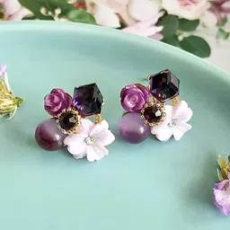 kazare Set Of 2 Gold-Plated Floral Shaped Drop Earrings-44