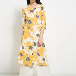 RANGMANCH BY PANTALOONS Floral Printed Round Neck Straight Kurta-19