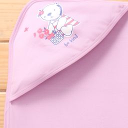 Simply Interlock Knit Bath Towel with Teddy & Text Print L 80 x B 80 cm - Lilac image 4