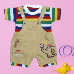 BAESD Kids Printed Cotton Dungarees With T-Shirt-image-8