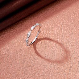 Nipura 925 Sterling Silver Rhodium-Plated CZ Radiance Loop Stackable Studded Finger Ring-5