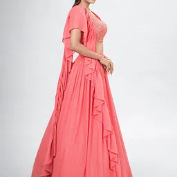 Fusionic Embellished Sequinned Semi-Stitched Lehenga & Unstitched Blouse With Dupatta image 3
