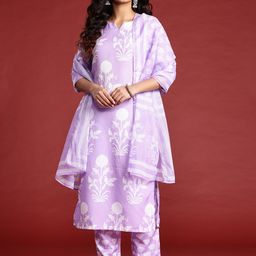 Anouk Ethnic Motifs Printed Regular Kurta With Trousers & With Dupatta-19