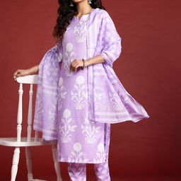 Anouk Ethnic Motifs Printed Regular Kurta With Trousers & With Dupatta image 3