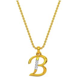 Kisna Diamond & Gold Jewellery 18k Alphabet B Pendant-image-30