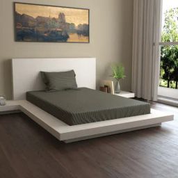 Mark Home Premium Stripes 400 TC Olive Green Bed Sheet Set-image-77