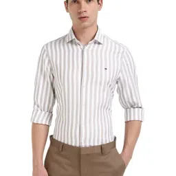 TOMMY HILFIGER Pink Cotton Slim Fit Stripes Shirt-image-95