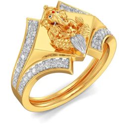 Joyalukkas 18k Yellow Gold & Diamond Shree Ganesh Ring for Men-image-43