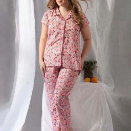 Clovia Pink Floral Print Pajama Set-image-33