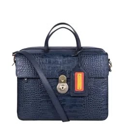 Hidesign Navy Leather Medium Messenger Bag-image-33