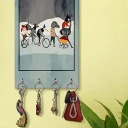 999Store Grey & Yellow MDF  Key Holder - Set of 1-1