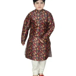 SG Yuvraj Kids Black Printed Kurta Set-image-60
