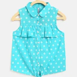 Campana Kids Blue Cotton Printed Top-image-20