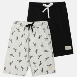 Li'l Tomatoes Kids Black & Grey Printed Bermudas (Pack Of 2)-image-38