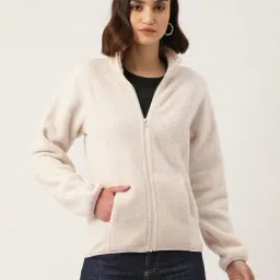 LILL Cream Full Sleeves Front-Open Sweatshirt-image-1