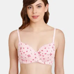 Rosaline by Zivame Pink Printed Half Coverage T-Shirt Bra-image-6